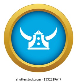 Viking helmet icon blue vector isolated on white background for any design