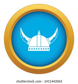 Viking helmet icon blue vector isolated on white background for any design