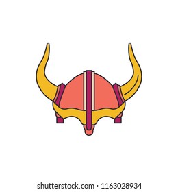 Viking helmet icon, cartoon style