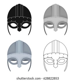 Viking helmet icon in cartoon style isolated on white background. Vikings symbol stock vector illustration.