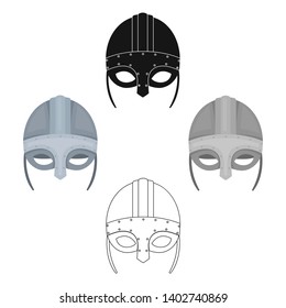 Viking helmet icon in cartoon,black style isolated on white background. Vikings symbol stock vector illustration.