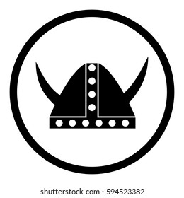 Viking helmet icon in circle on white background
