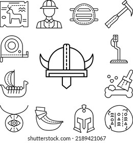 Viking, helmet icon in a collection with other items