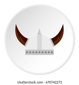 Viking helmet icon in flat circle isolated vector illustration for web