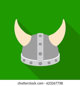 Viking helmet icon in flat style isolated on white background. Hats symbol stock vector illustration.