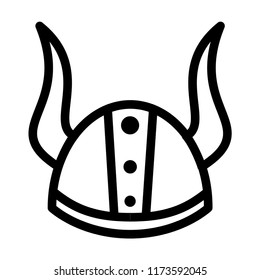 Viking Helmet Icon. Knight, Head Protector Symbol - Vector.