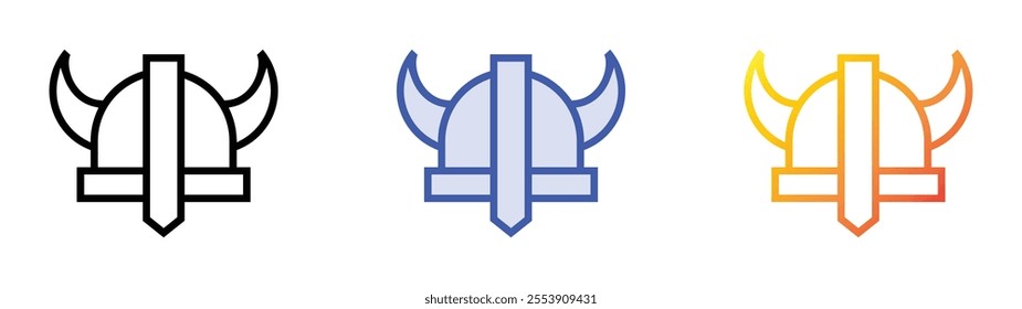 viking helmet icon. Linear, Blue Fill and Gradient Style Design Isolated On White Background