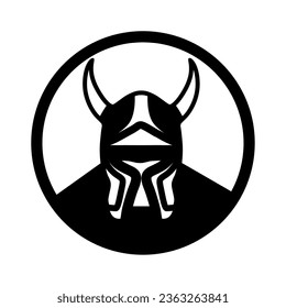Viking Helmet icon logo. Vikings Head Armor design template vector Illustration