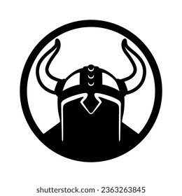 Viking Helmet icon logo. Vikings Head Armor design template vector Illustration