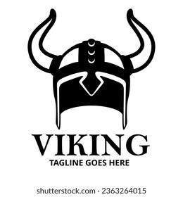 Viking Helmet icon logo. Vikings Head Armor design template vector Illustration
