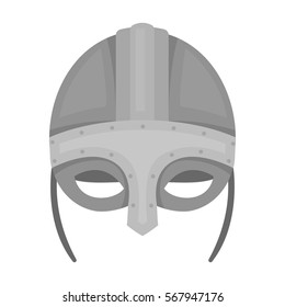 Viking helmet icon in monochrome style isolated on white background. Vikings symbol stock vector illustration.