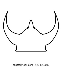 Viking helmet icon outline black color