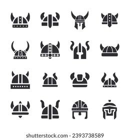 Viking helmet icon set vector illustration