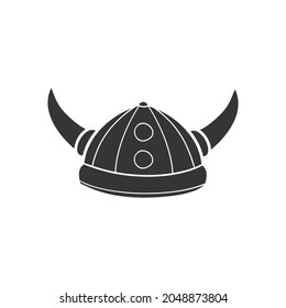 Viking Helmet Icon Silhouette Illustration. Berserker Hat Vector Graphic Pictogram Symbol Clip Art. Doodle Sketch Black Sign.