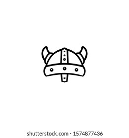 Viking helmet icon vector, viking helmet icon isolated on white background,Scandinavian viking warrior badge, medieval barbarian emblem, nordic culture vector illustration.