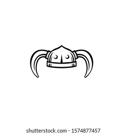 Viking helmet icon vector, viking helmet icon isolated on white background,Viking helmet with horns, Flat illustration of viking helmet icon for web