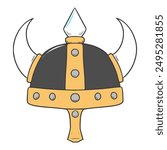 viking helmet illustration hand drawn isolated vector
