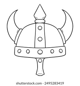 casco vikingo ilustración dibujado a mano contorno aislado Vector