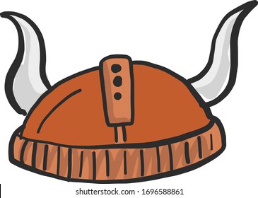 Viking helmet, illustration, vector on white background