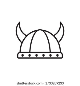 Viking helmet line icon vector simple design