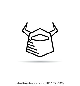 Viking helmet line icon vector