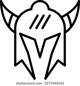 Viking Helmet Line Vector Icon Design