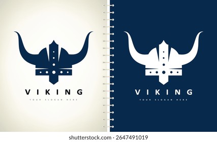 Logotipo da Viking Helmet. Design de armadura