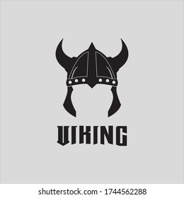 Viking helmet logo design vector template