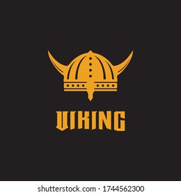 Viking helmet logo design vector template