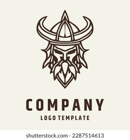 Viking Helmet logo design vector illustration