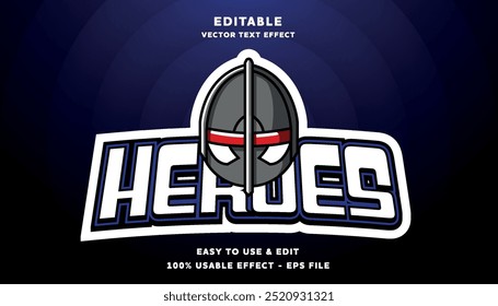 Logotipo de capacete Viking com efeito de texto heróis