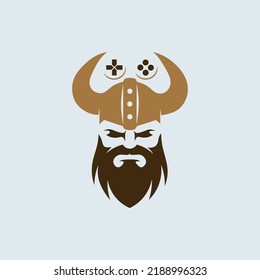 Viking helmet logo vector illustration with game console combination is perfect for logos, symbols and advertising