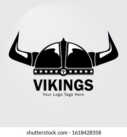 Viking Helmet Logo Vector Template