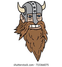 viking with helmet and long brown beard