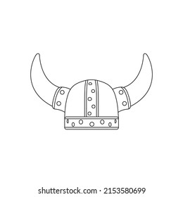 Viking Helmet Outline Icon Illustration on Isolated White Background