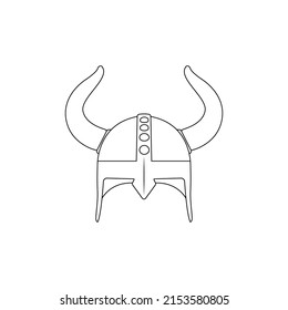 Viking Helmet Outline Icon Illustration on Isolated White Background