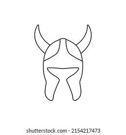 Viking Helmet Outline Icon Illustration on Isolated White Background