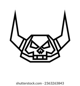 Viking Helmet outline icon logo. Vikings Head Armor design template vector Illustration