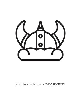 Viking Helmet Outline Icon Vector Illustration