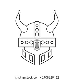 
Шлем викинга контур. Шлем викинга. Шлем контур. Viking helmet outline. Vector drawing on an isolated white background.