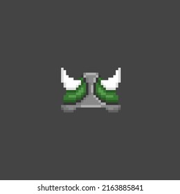 viking helmet in pixel art style