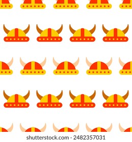 Viking helmet seamless pattern. Vector repeating background