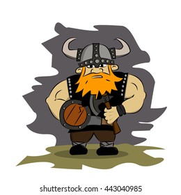 Viking helmet with a shield and an ax