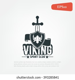 Viking helmet and shield logo. security design