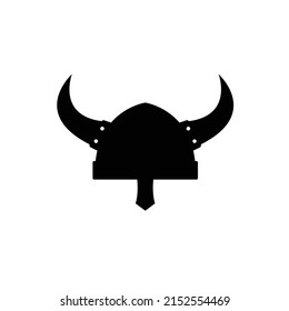 Viking Helmet Silhouette. Black and White Icon Design Element on Isolated White Background