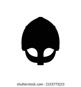 Viking Helmet Silhouette. Black and White Icon Design Element on Isolated White Background