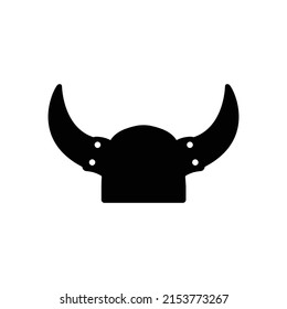 Viking Helmet Silhouette. Black and White Icon Design Element on Isolated White Background