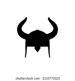 Viking Helmet Silhouette. Black and White Icon Design Element on Isolated White Background