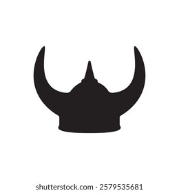 Viking helmet silhouette flat icon. Sparta helmet silhouette flat design illustration. Isolated on white background. 