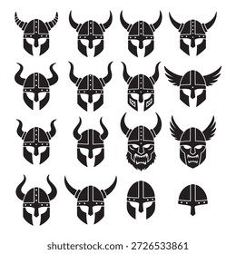 Viking Helmet Silhouette Vector Collection